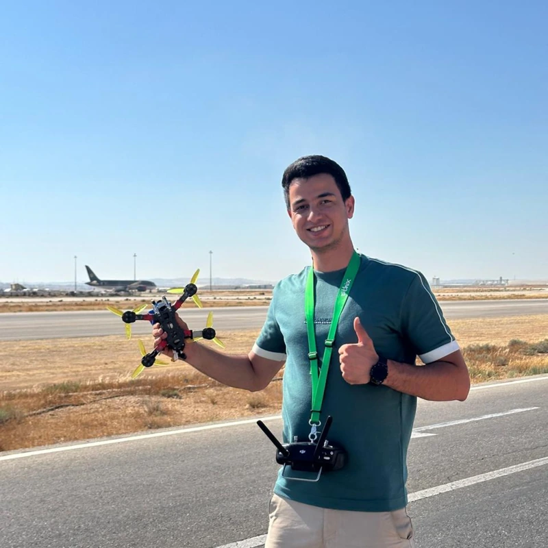 Drone operations at the airport runway